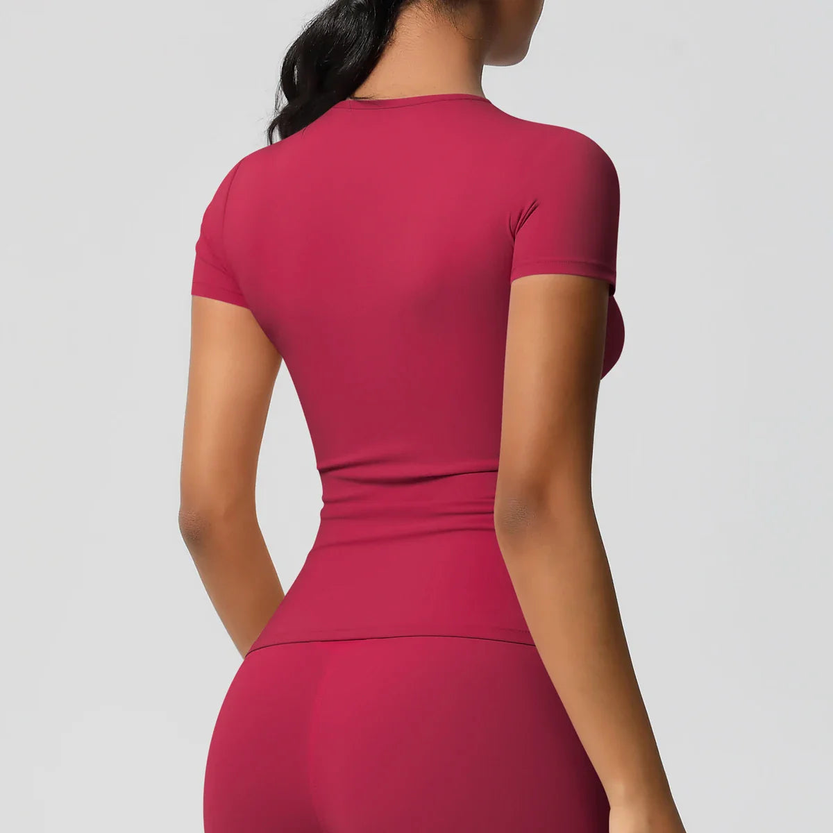 Women Running Sports T Shirt Summer Short Sleeve Breathable Stretchy Round Neck Gym Yoga Slim Fitness Active Top