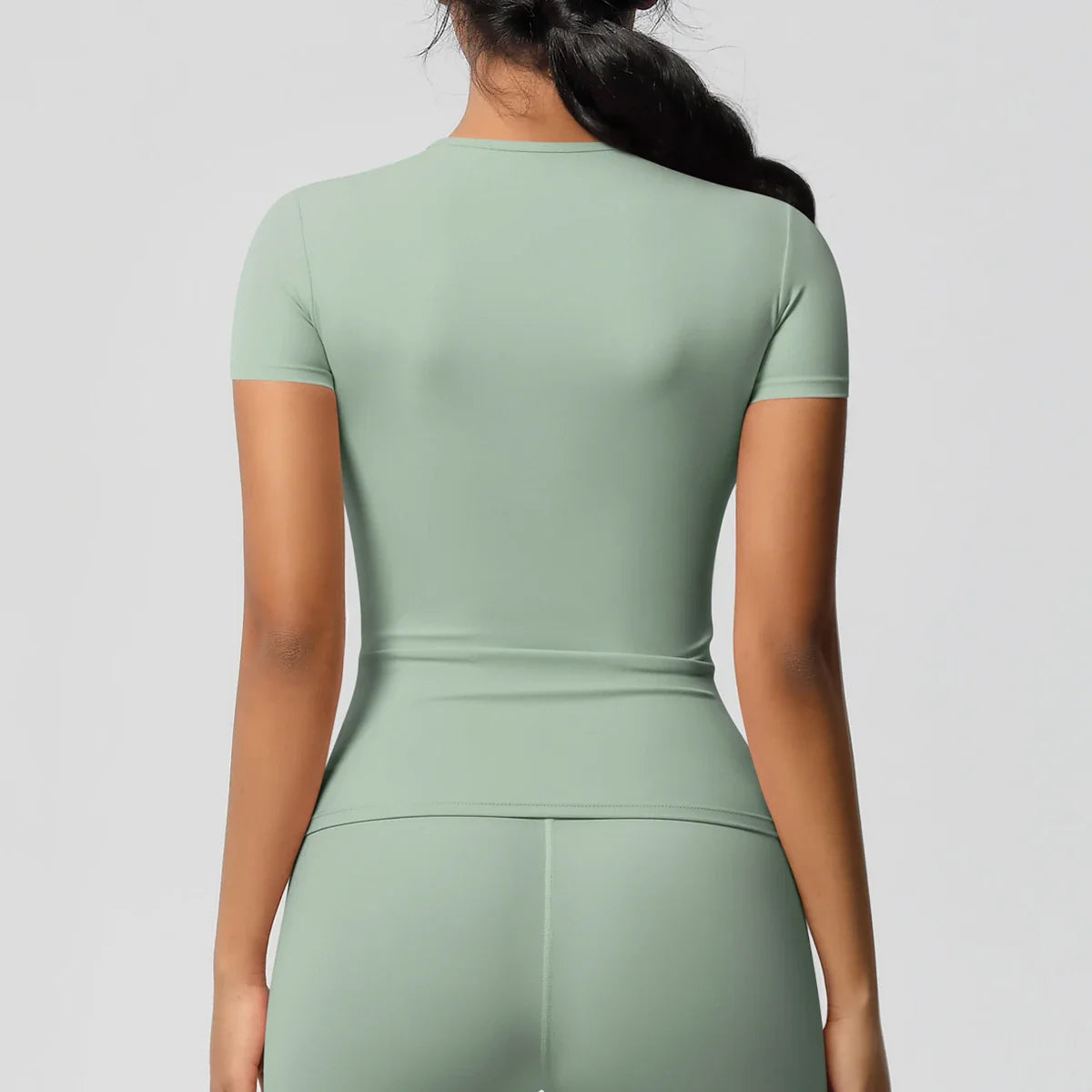 Women Running Sports T Shirt Summer Short Sleeve Breathable Stretchy Round Neck Gym Yoga Slim Fitness Active Top