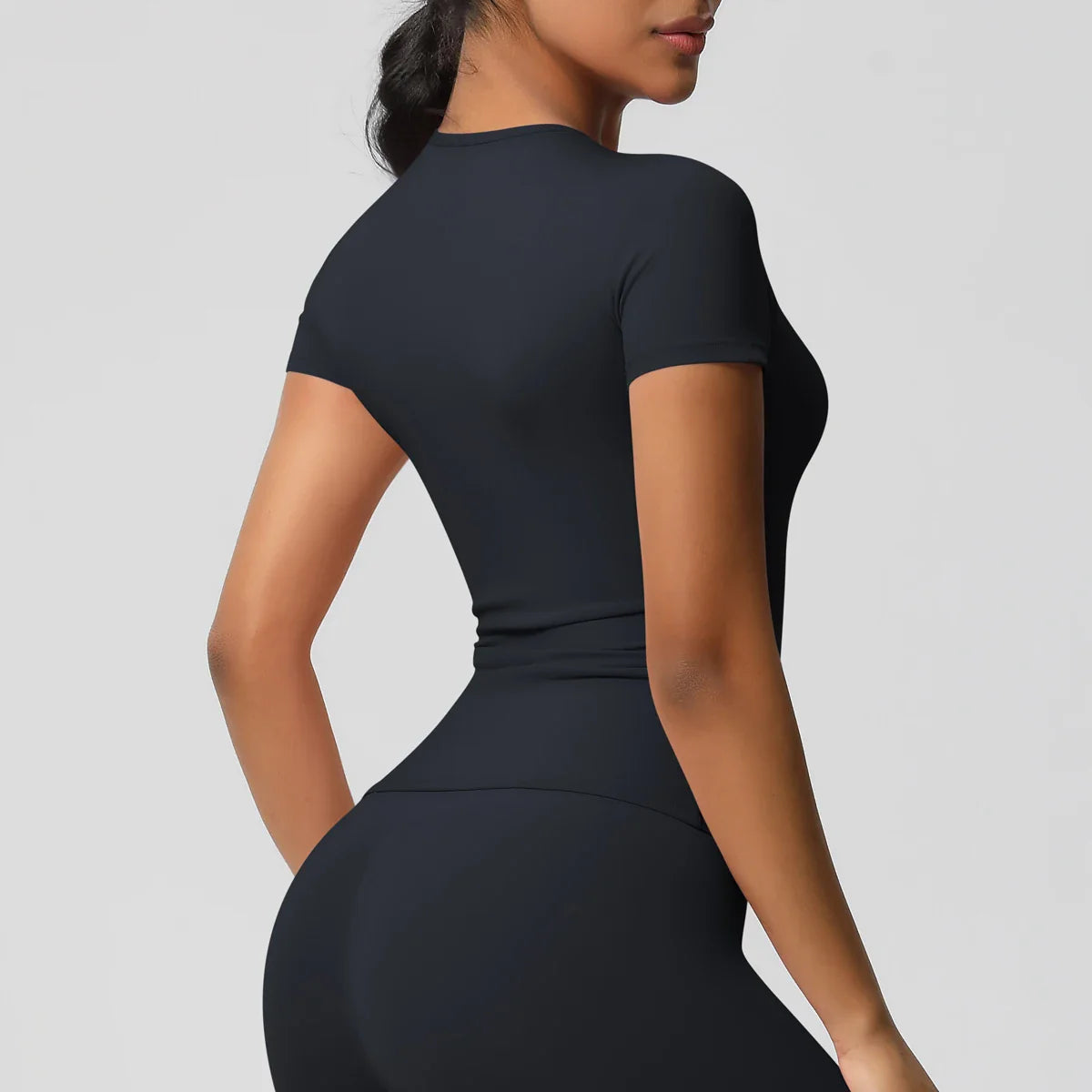 Women Running Sports T Shirt Summer Short Sleeve Breathable Stretchy Round Neck Gym Yoga Slim Fitness Active Top