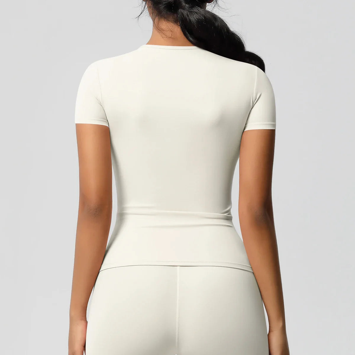 Women Running Sports T Shirt Summer Short Sleeve Breathable Stretchy Round Neck Gym Yoga Slim Fitness Active Top