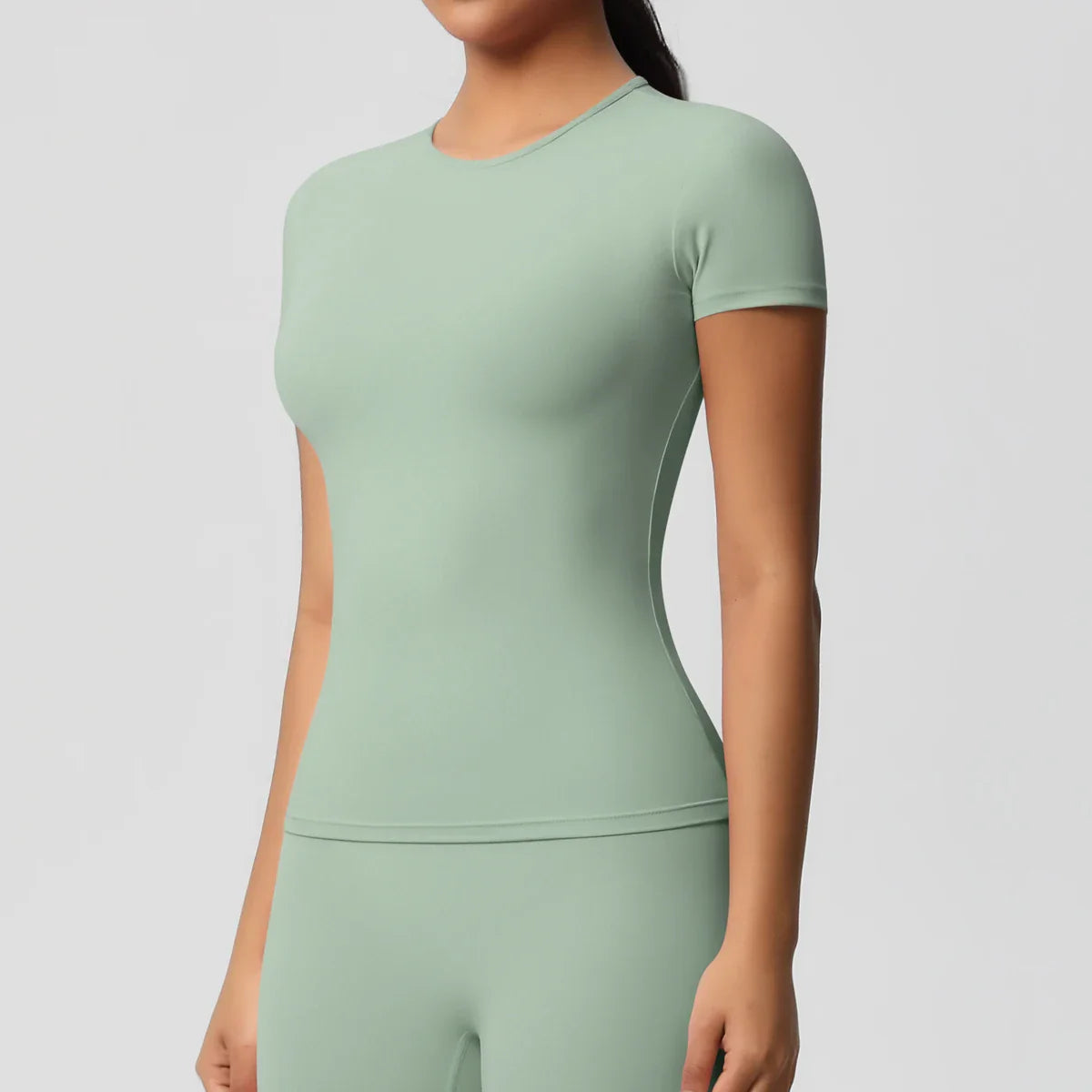 Women Running Sports T Shirt Summer Short Sleeve Breathable Stretchy Round Neck Gym Yoga Slim Fitness Active Top