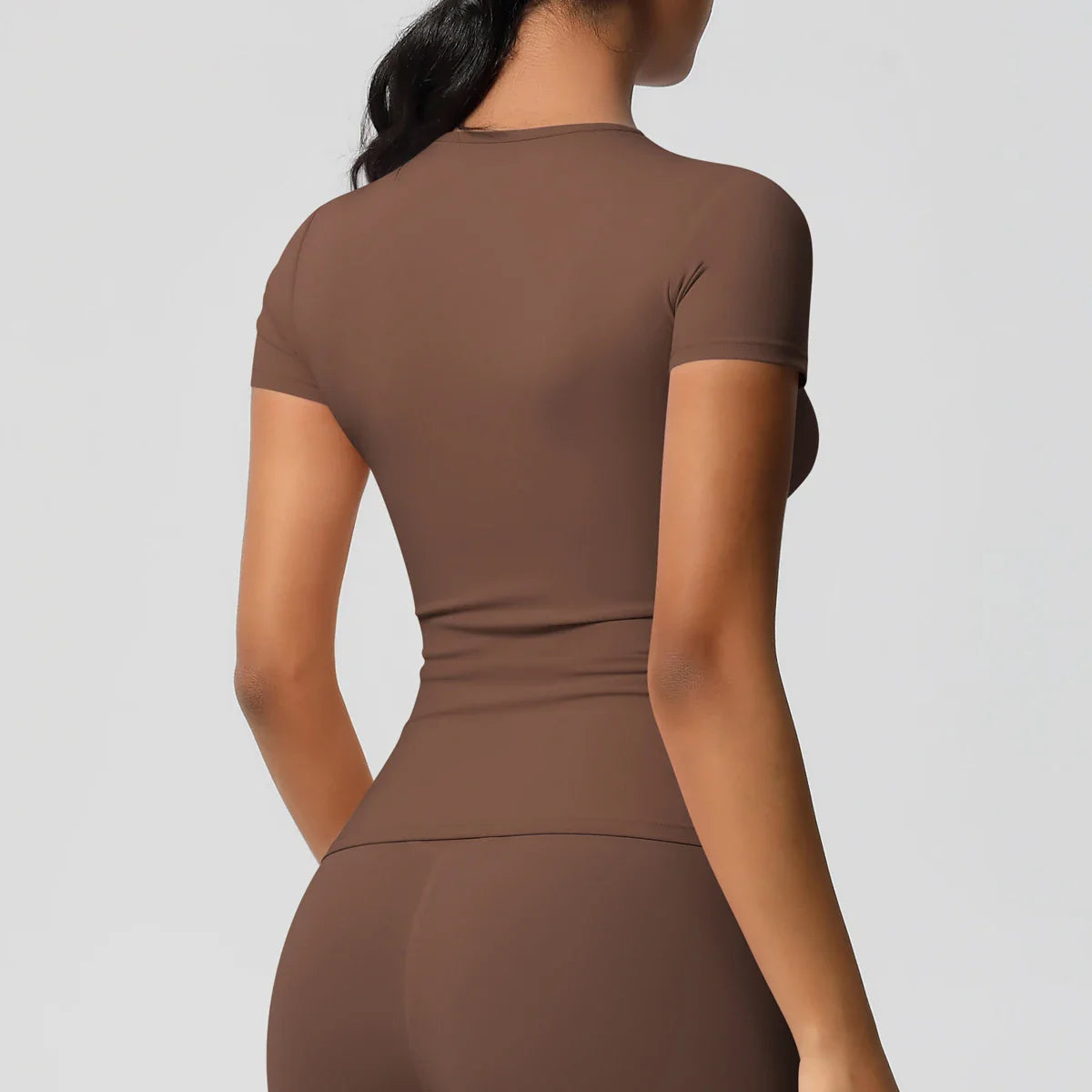 Women Running Sports T Shirt Summer Short Sleeve Breathable Stretchy Round Neck Gym Yoga Slim Fitness Active Top