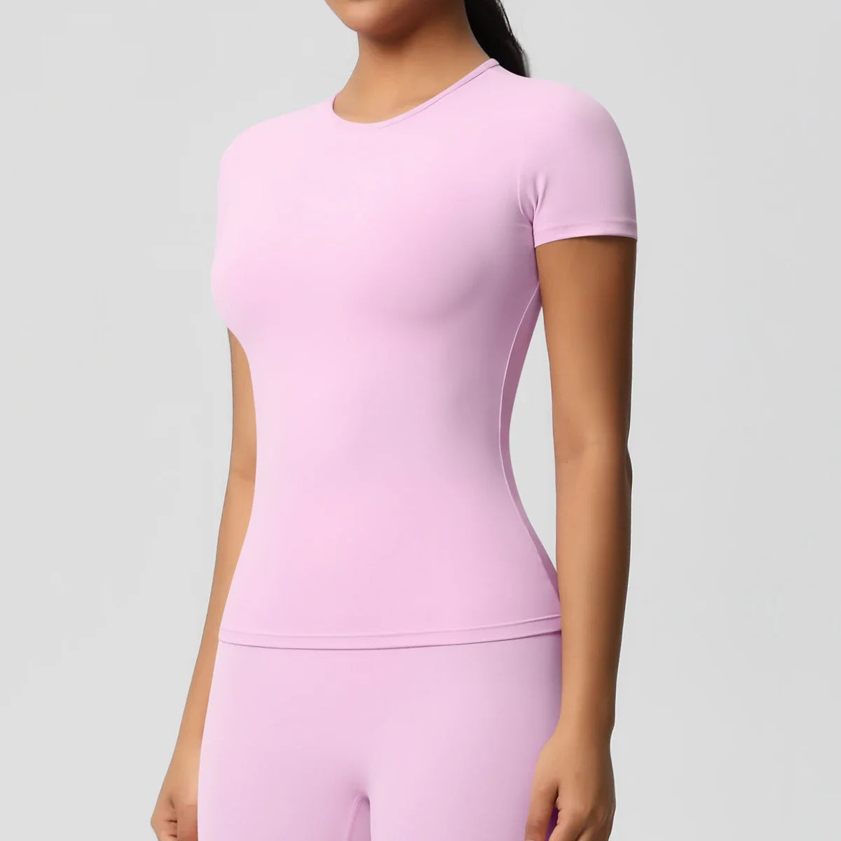 Women Running Sports T Shirt Summer Short Sleeve Breathable Stretchy Round Neck Gym Yoga Slim Fitness Active Top