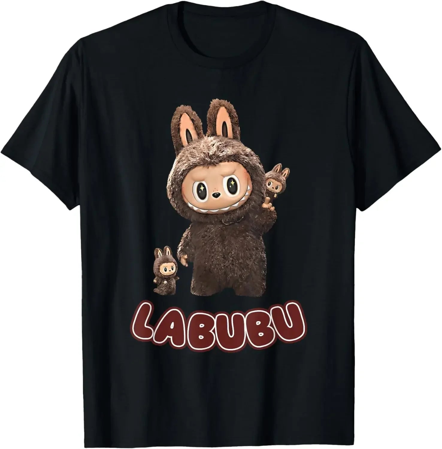 Funny Labubu Cute Monsters Brown Meme T-Shirt Casual Short-Sleeve Comfortable Breathable Streetwear Tee