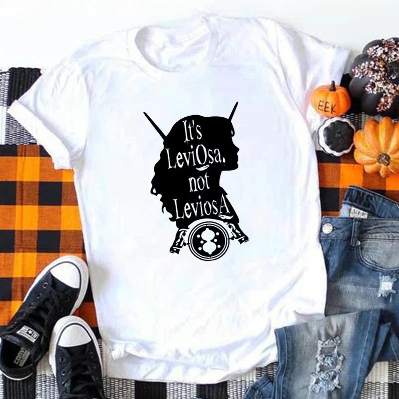 Women's Summer Casual T-Shirt with Deathly Hallows and Three Brothers Print White Round Neck Short Sleeve Top