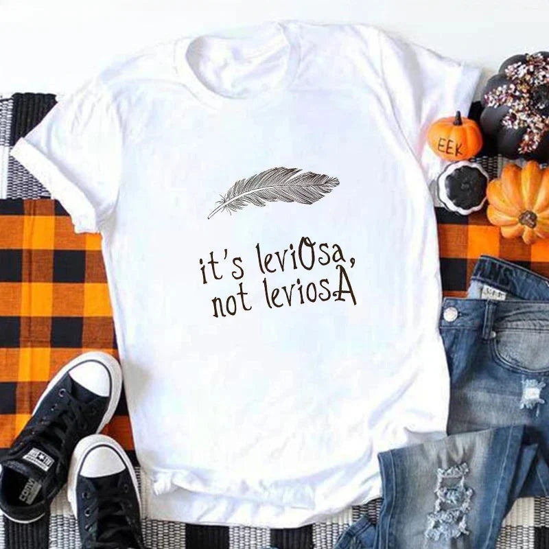 Women's Summer Casual T-Shirt with Deathly Hallows and Three Brothers Print White Round Neck Short Sleeve Top