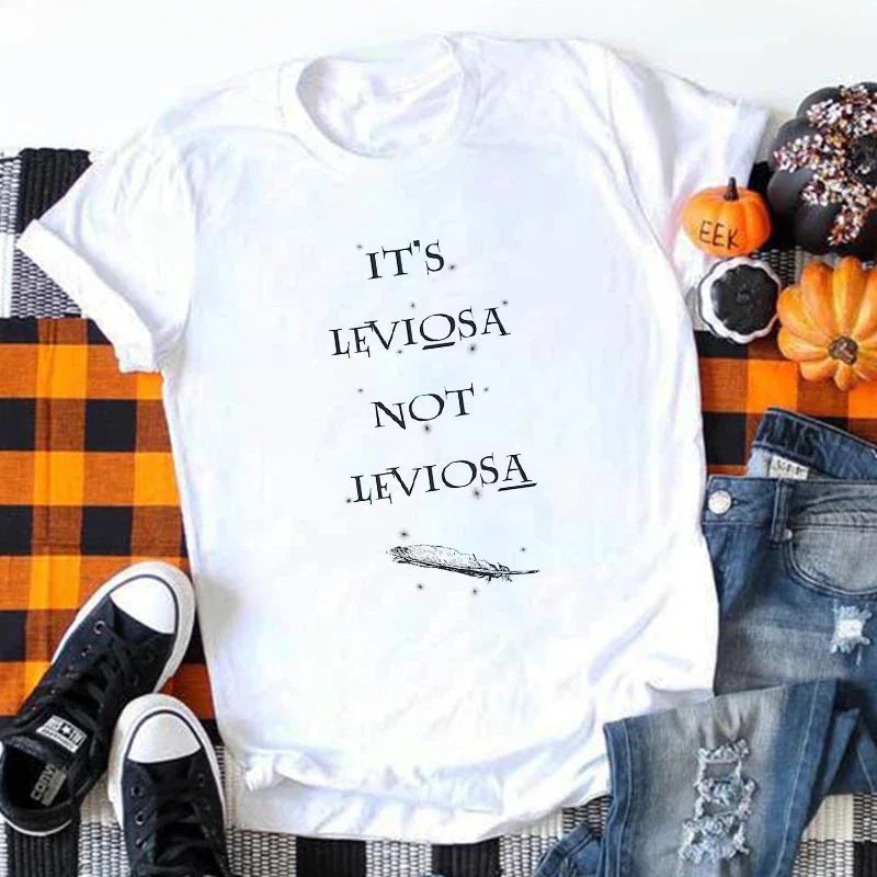 Women's Summer Casual T-Shirt with Deathly Hallows and Three Brothers Print White Round Neck Short Sleeve Top