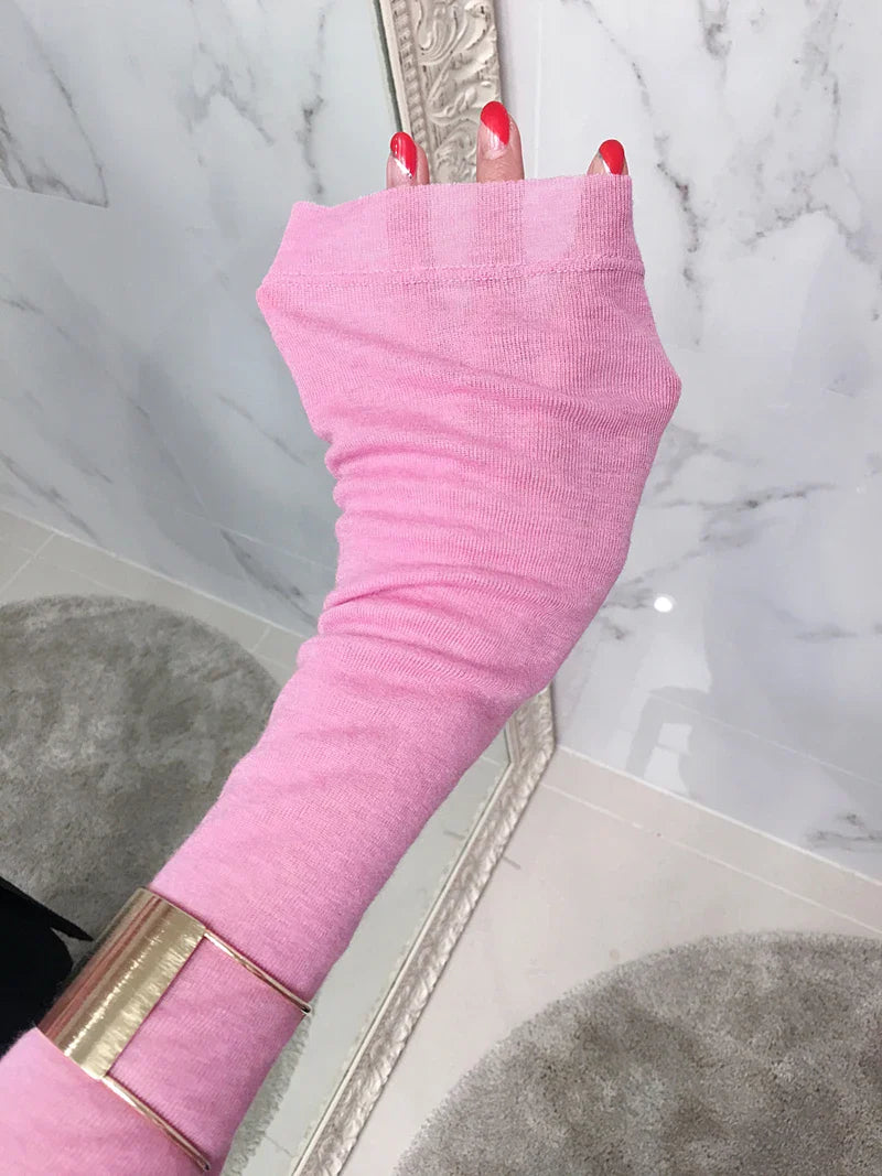 Slim Fit Long Sleeve Women's T-Shirt Stretchy Basic Soft Knit Top Stylish Casual Tee