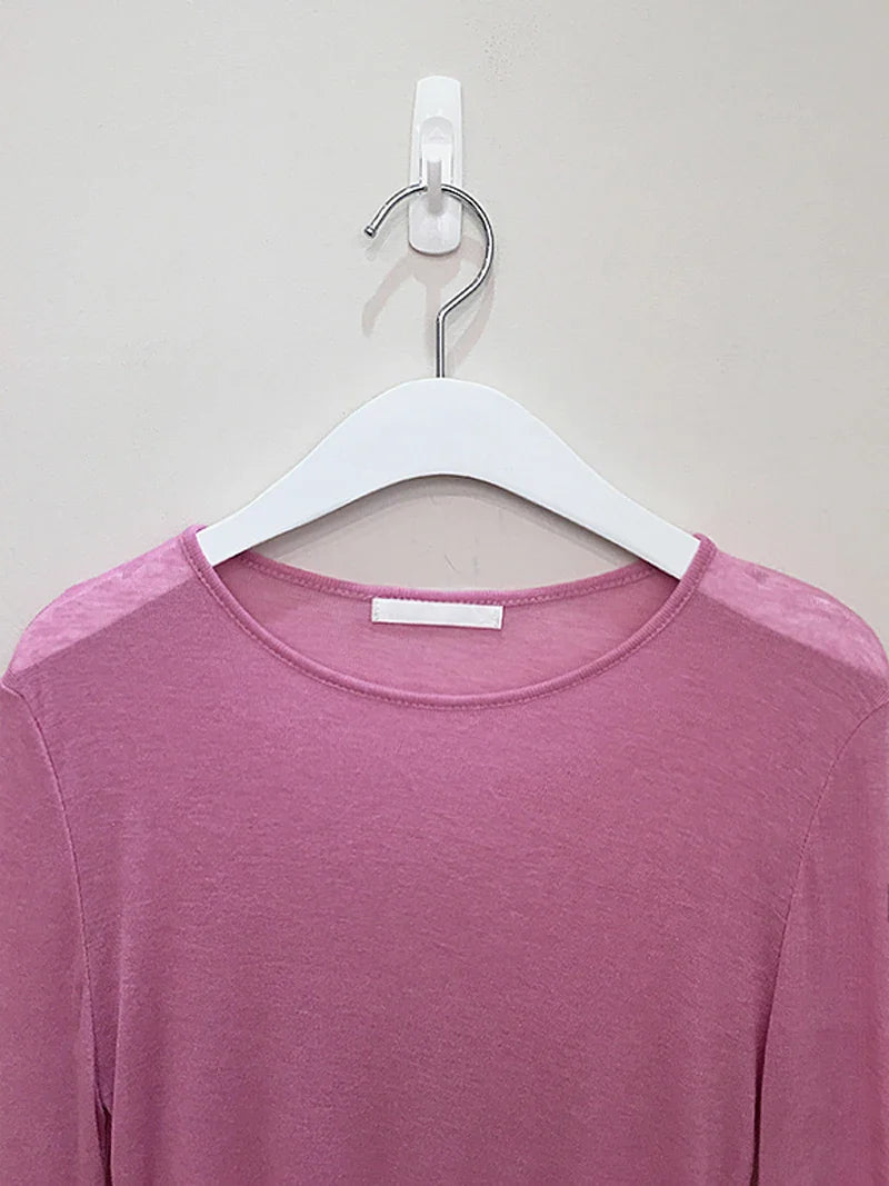 Slim Fit Long Sleeve Women's T-Shirt Stretchy Basic Soft Knit Top Stylish Casual Tee