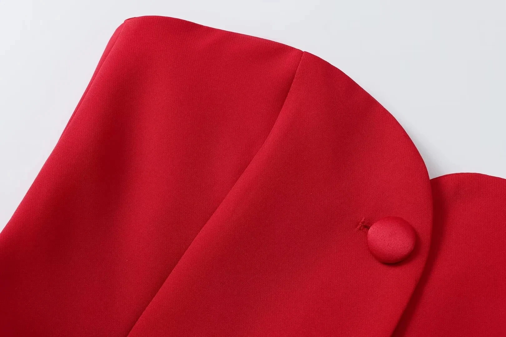 Casual Red Tube Top and Slim Slit Shorts Set for Women with Front Button Corset Detail Summer Office Lady Outfit