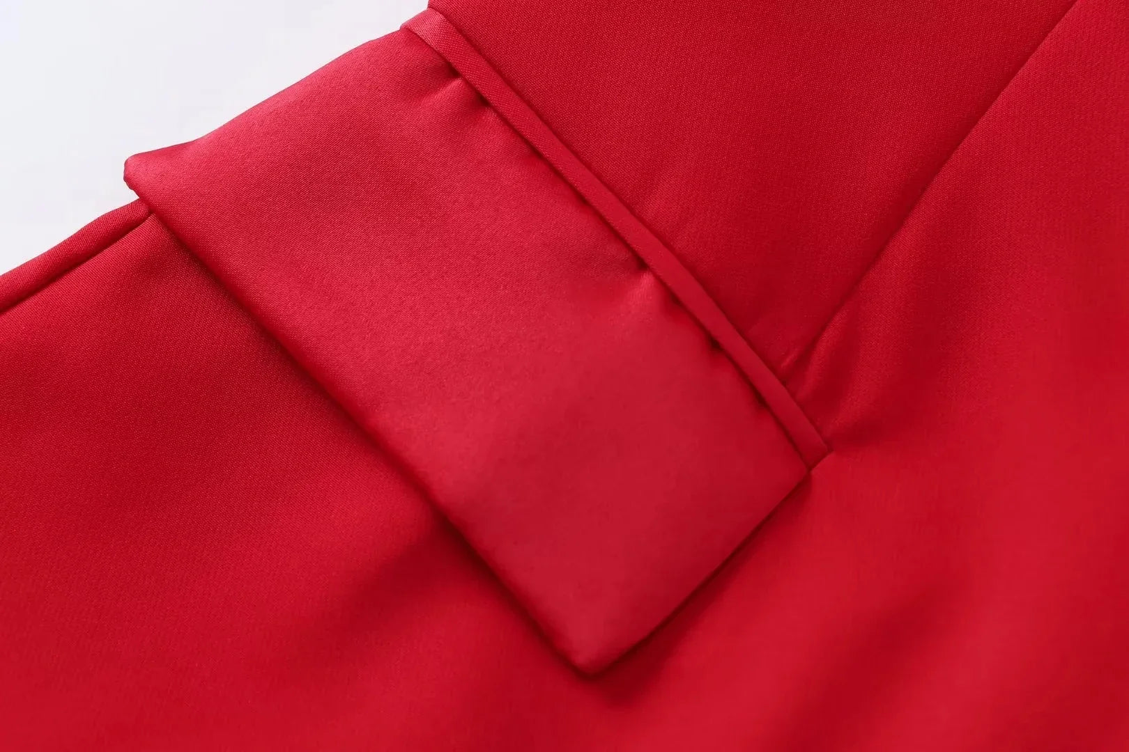 Casual Red Tube Top and Slim Slit Shorts Set for Women with Front Button Corset Detail Summer Office Lady Outfit