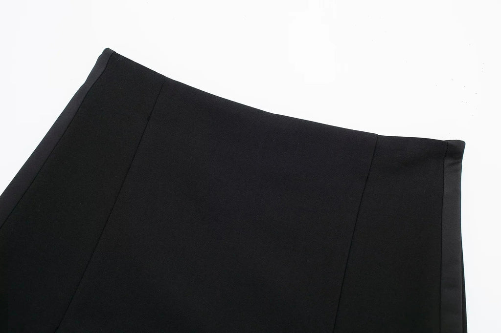 Casual Red Tube Top and Slim Slit Shorts Set for Women with Front Button Corset Detail Summer Office Lady Outfit