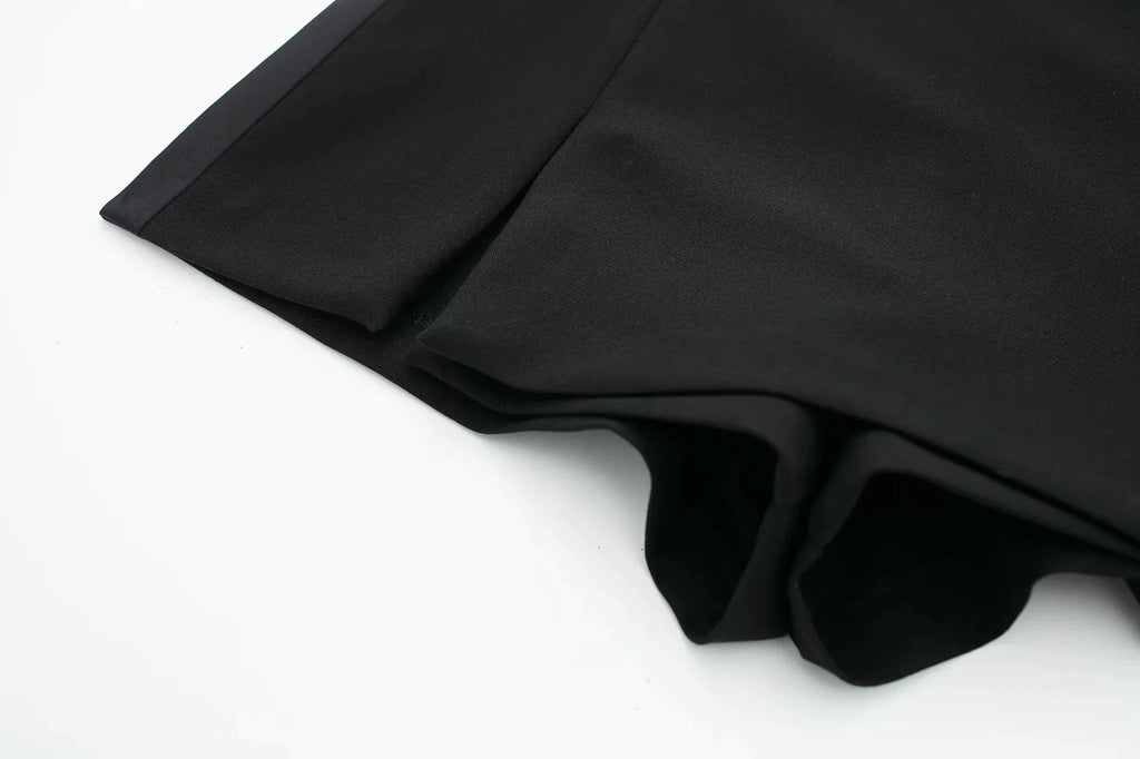 Casual Red Tube Top and Slim Slit Shorts Set for Women with Front Button Corset Detail Summer Office Lady Outfit