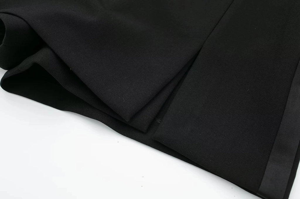 Casual Red Tube Top and Slim Slit Shorts Set for Women with Front Button Corset Detail Summer Office Lady Outfit