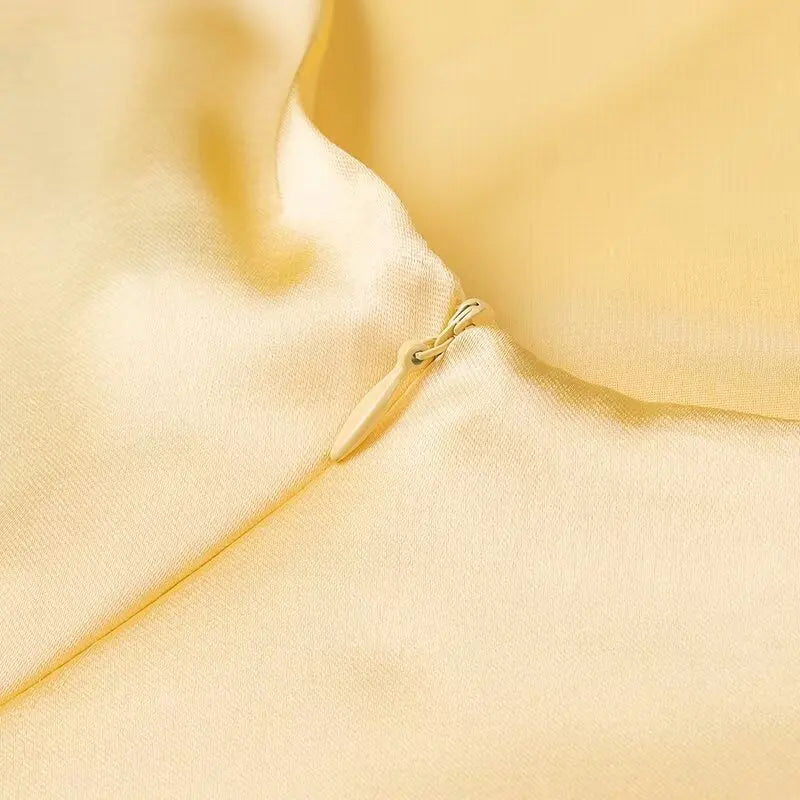 Elegant Summer Yellow V Neck Sling Dress for Women Sleeveless Maxi Robe Perfect for Parties and Holidays