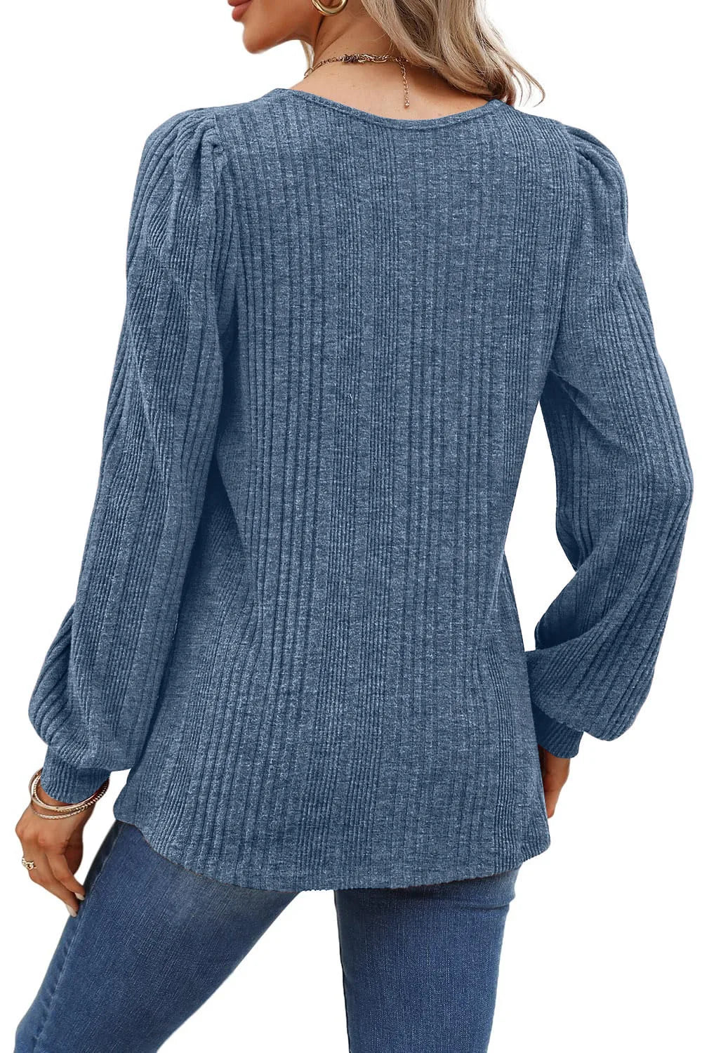 Women's Autumn Winter Casual Long Sleeve Top with Pit Stripe Square Neck Design