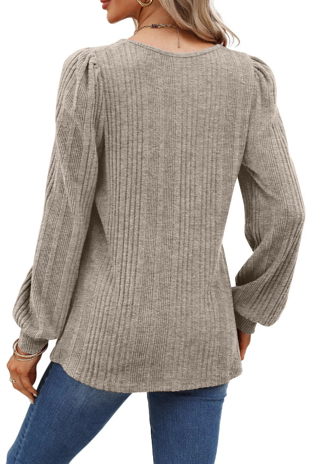 Women's Autumn Winter Casual Long Sleeve Top with Pit Stripe Square Neck Design