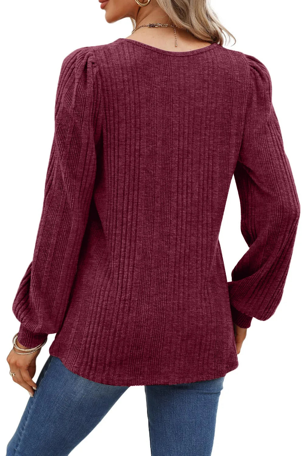 Women's Autumn Winter Casual Long Sleeve Top with Pit Stripe Square Neck Design