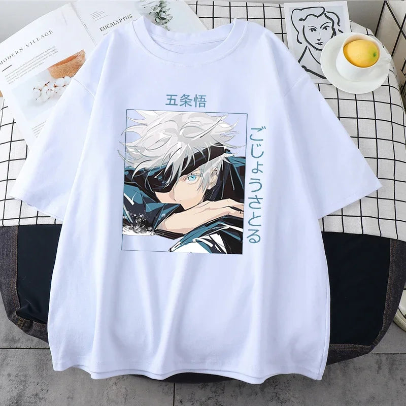Jujutsu Kaisen Gojo Satoru Graphic Print T-Shirt for Women Casual Short Sleeve Summer Top Sporty Jogging Tee