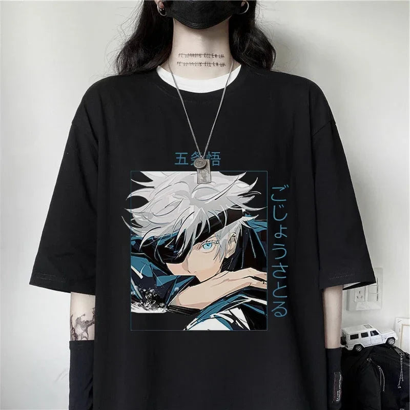 Jujutsu Kaisen Gojo Satoru Graphic Print T-Shirt for Women Casual Short Sleeve Summer Top Sporty Jogging Tee