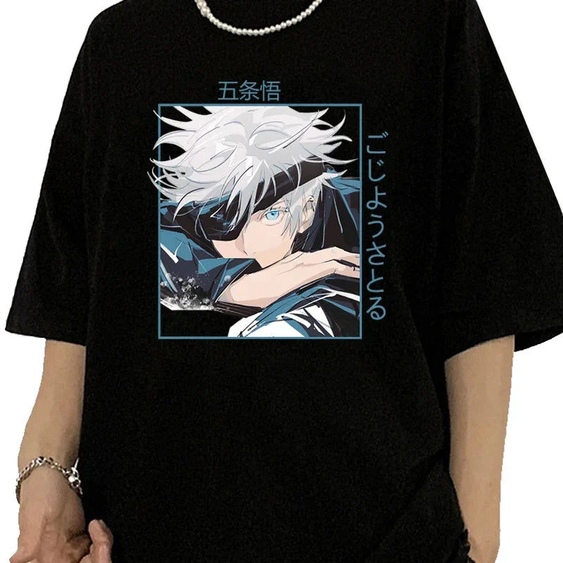 Jujutsu Kaisen Gojo Satoru Graphic Print T-Shirt for Women Casual Short Sleeve Summer Top Sporty Jogging Tee