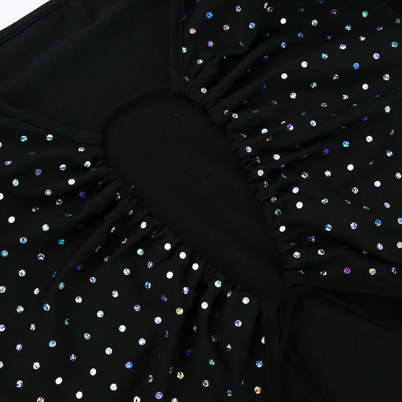 Autumn Winter Sequin Hollow Out Maxi Dress for Women Long Sleeve Lace Up Bodycon Party Club Wear Elegant Mesh Evening Gown