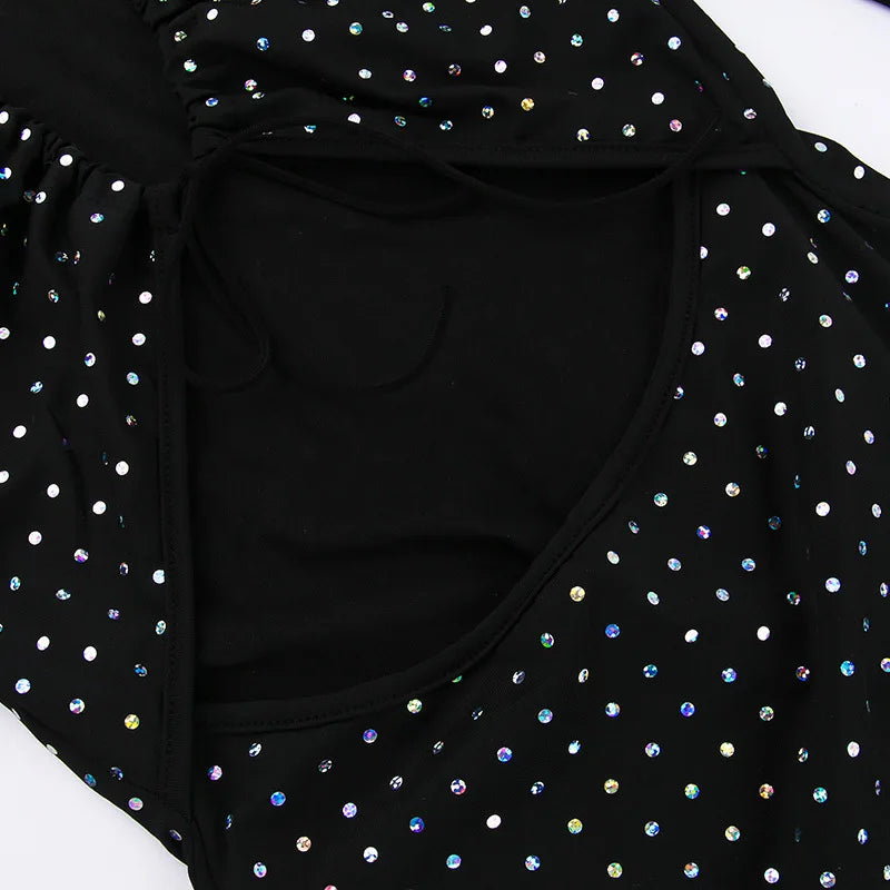 Autumn Winter Sequin Hollow Out Maxi Dress for Women Long Sleeve Lace Up Bodycon Party Club Wear Elegant Mesh Evening Gown