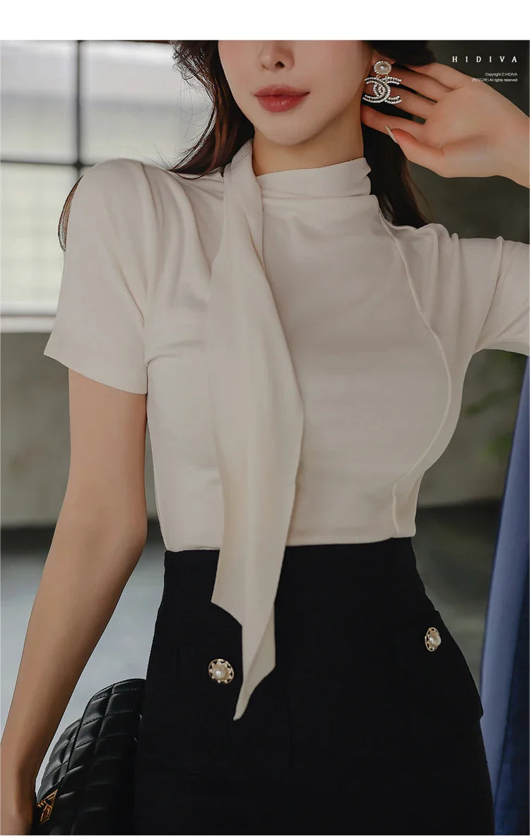 Chic Two Piece Knit Set for Women Stylish Knitted Top and Midi Skirt Elegant Office Lady Outfit