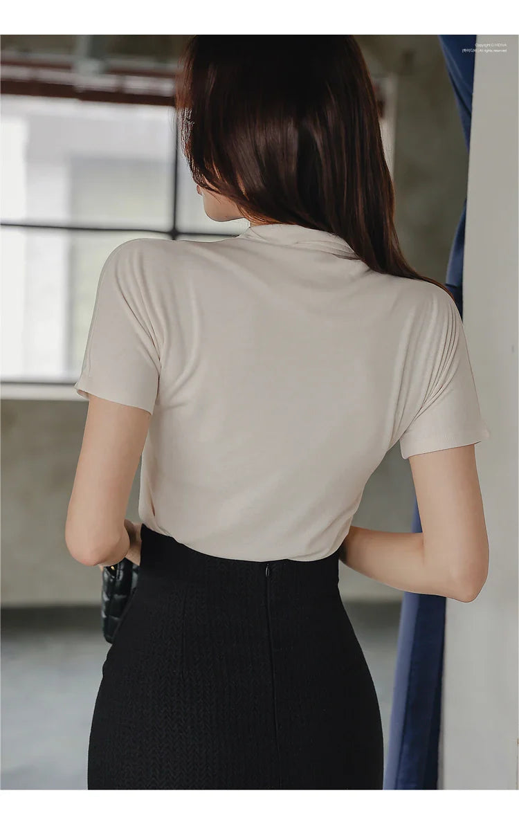 Chic Two Piece Knit Set for Women Stylish Knitted Top and Midi Skirt Elegant Office Lady Outfit