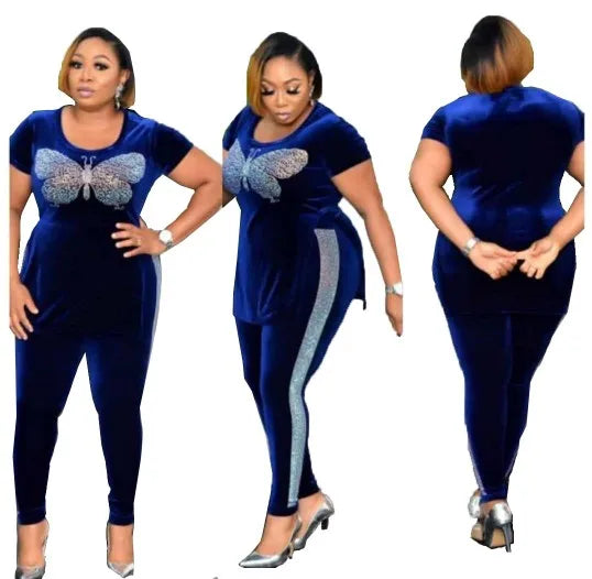 Velvet Two Piece Set for Women Plus Size African Inspired Autumn Winter Fashion Suit High Quality Stylish African Dress Ensemble