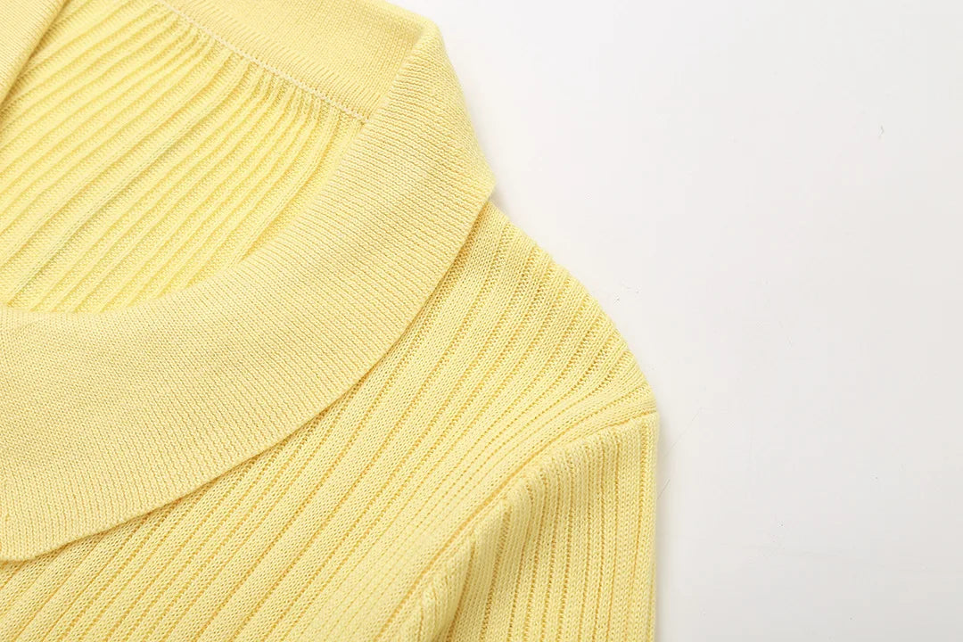 Elegant Winter Knitted Dress for Women with Ruffles and Long Sleeves, Chic Single-Breasted Long Sweater Dress for Party and Casual Wear