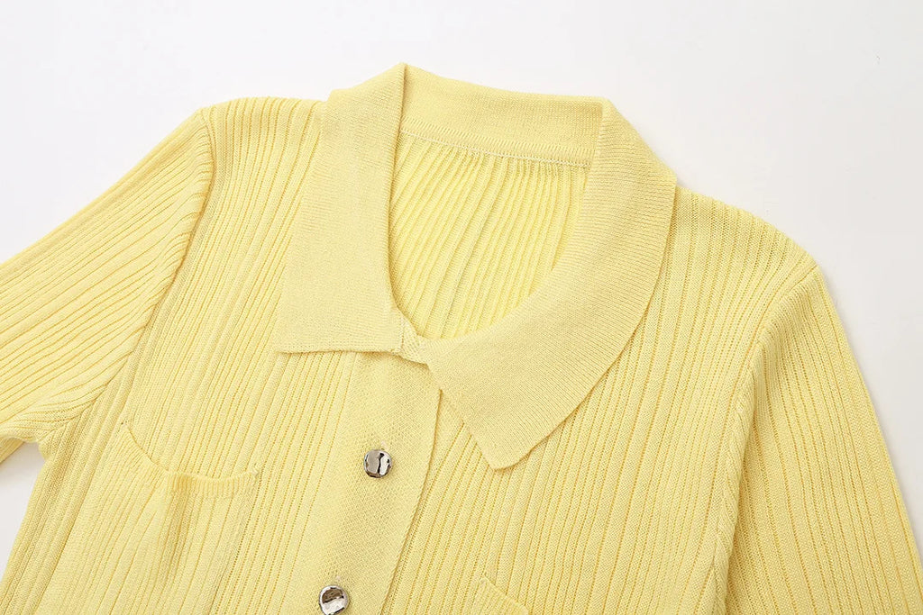 Elegant Winter Knitted Dress for Women with Ruffles and Long Sleeves, Chic Single-Breasted Long Sweater Dress for Party and Casual Wear