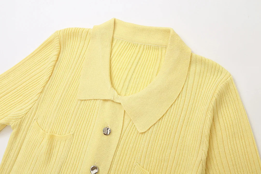 Elegant Winter Knitted Dress for Women with Ruffles and Long Sleeves, Chic Single-Breasted Long Sweater Dress for Party and Casual Wear