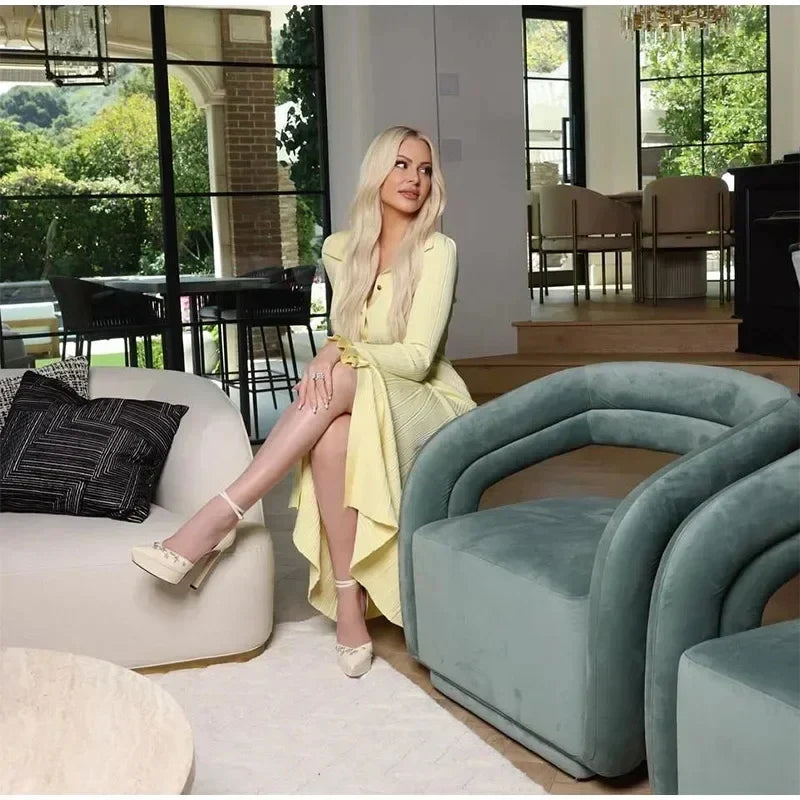 Elegant Winter Knitted Dress for Women with Ruffles and Long Sleeves, Chic Single-Breasted Long Sweater Dress for Party and Casual Wear