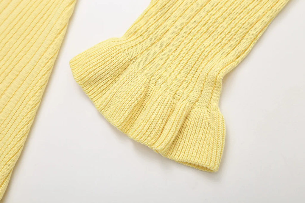 Elegant Winter Knitted Dress for Women with Ruffles and Long Sleeves, Chic Single-Breasted Long Sweater Dress for Party and Casual Wear