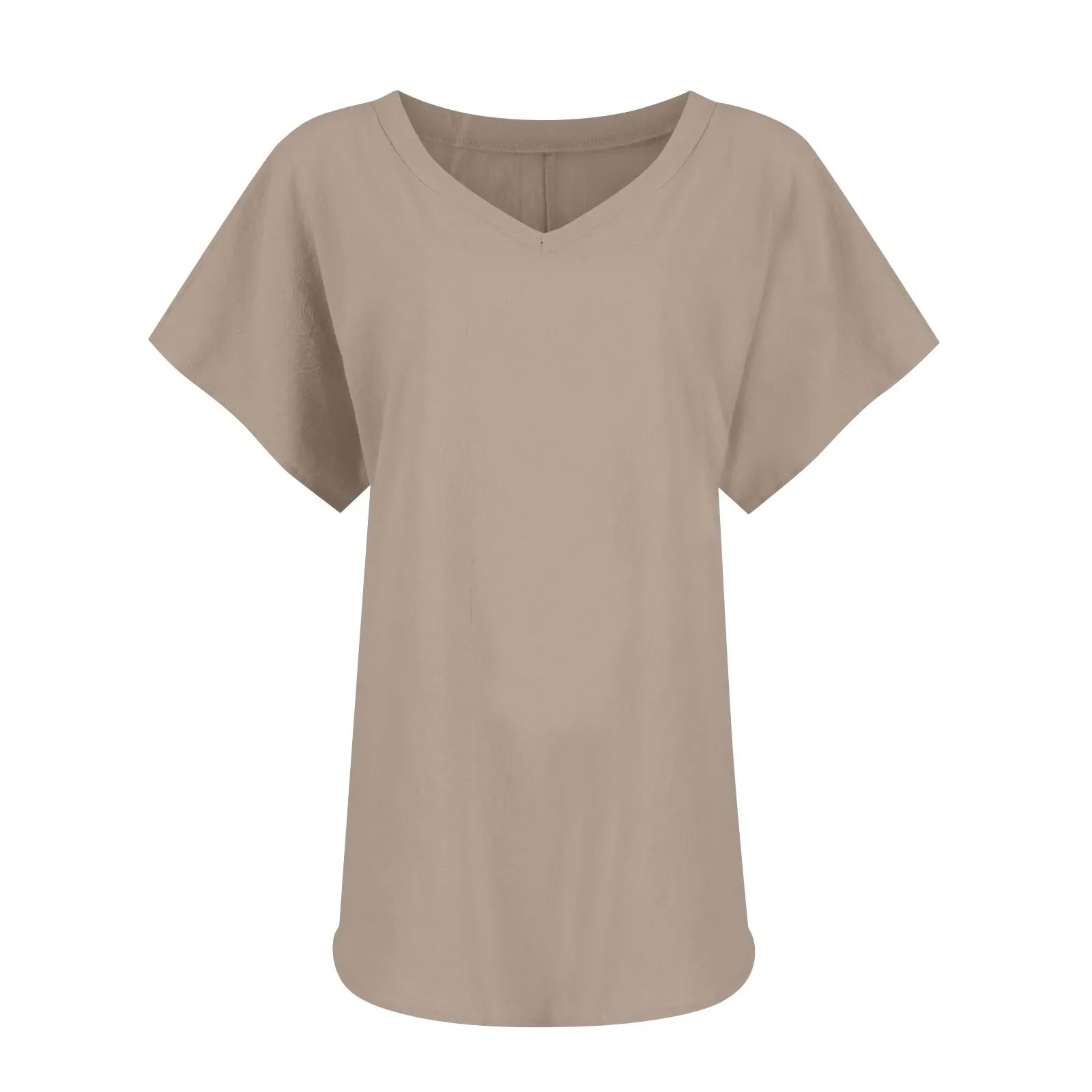 Women's Breathable Cotton Deep V-Neck Solid Color Casual Short Sleeve T-Shirt with Stylish Twist Detail