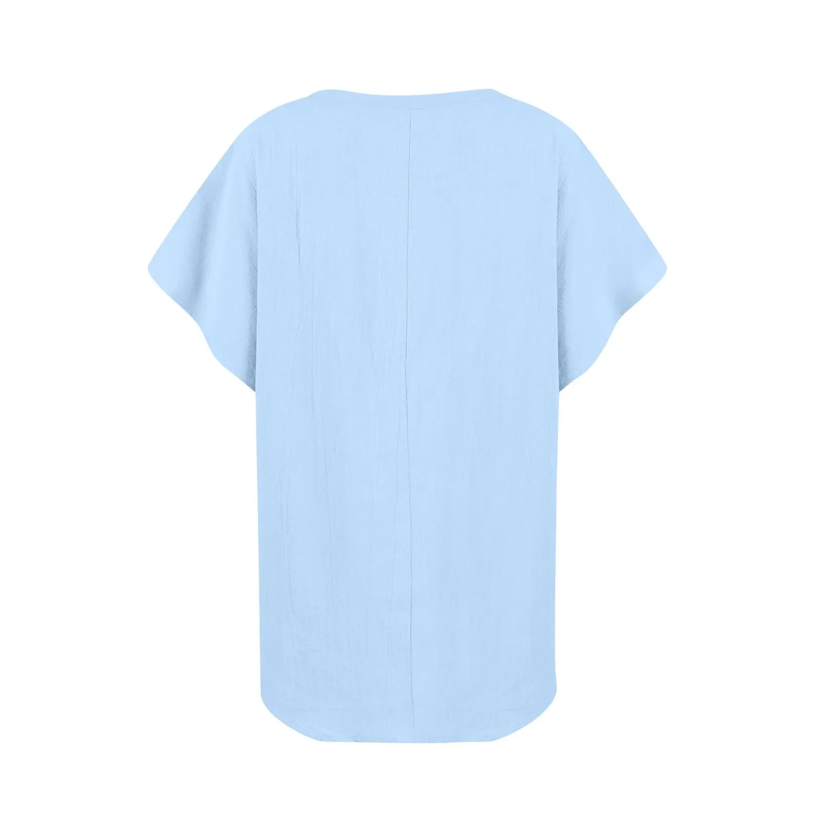 Women's Breathable Cotton Deep V-Neck Solid Color Casual Short Sleeve T-Shirt with Stylish Twist Detail