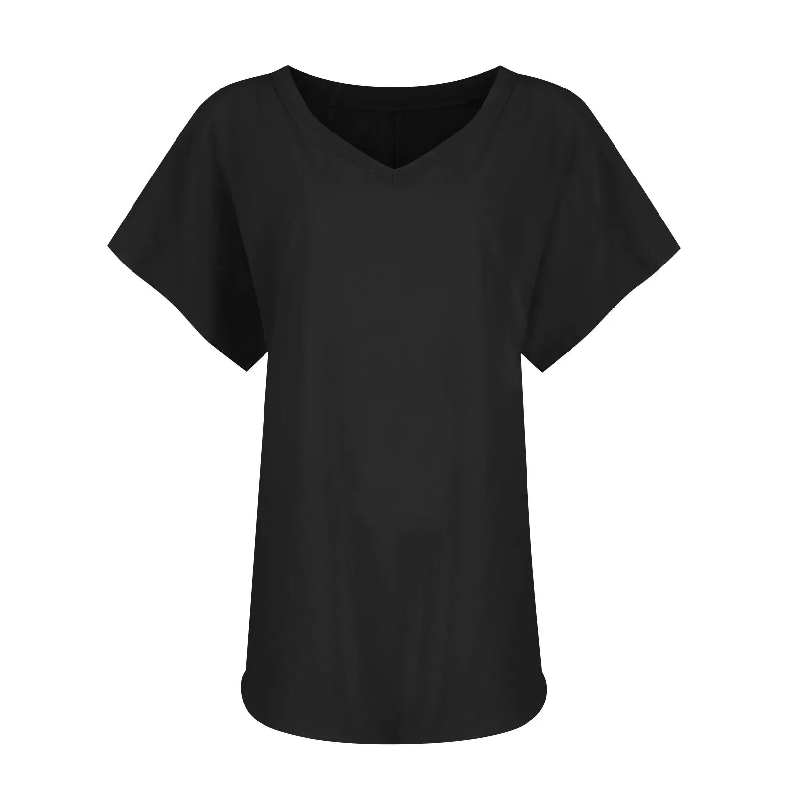 Women's Breathable Cotton Deep V-Neck Solid Color Casual Short Sleeve T-Shirt with Stylish Twist Detail