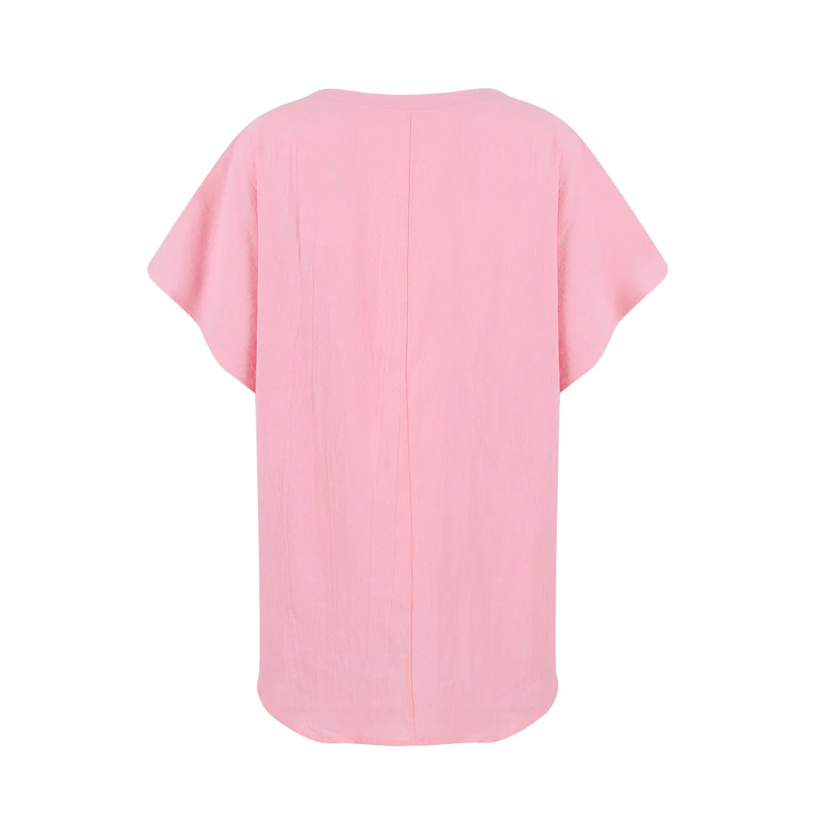 Women's Breathable Cotton Deep V-Neck Solid Color Casual Short Sleeve T-Shirt with Stylish Twist Detail