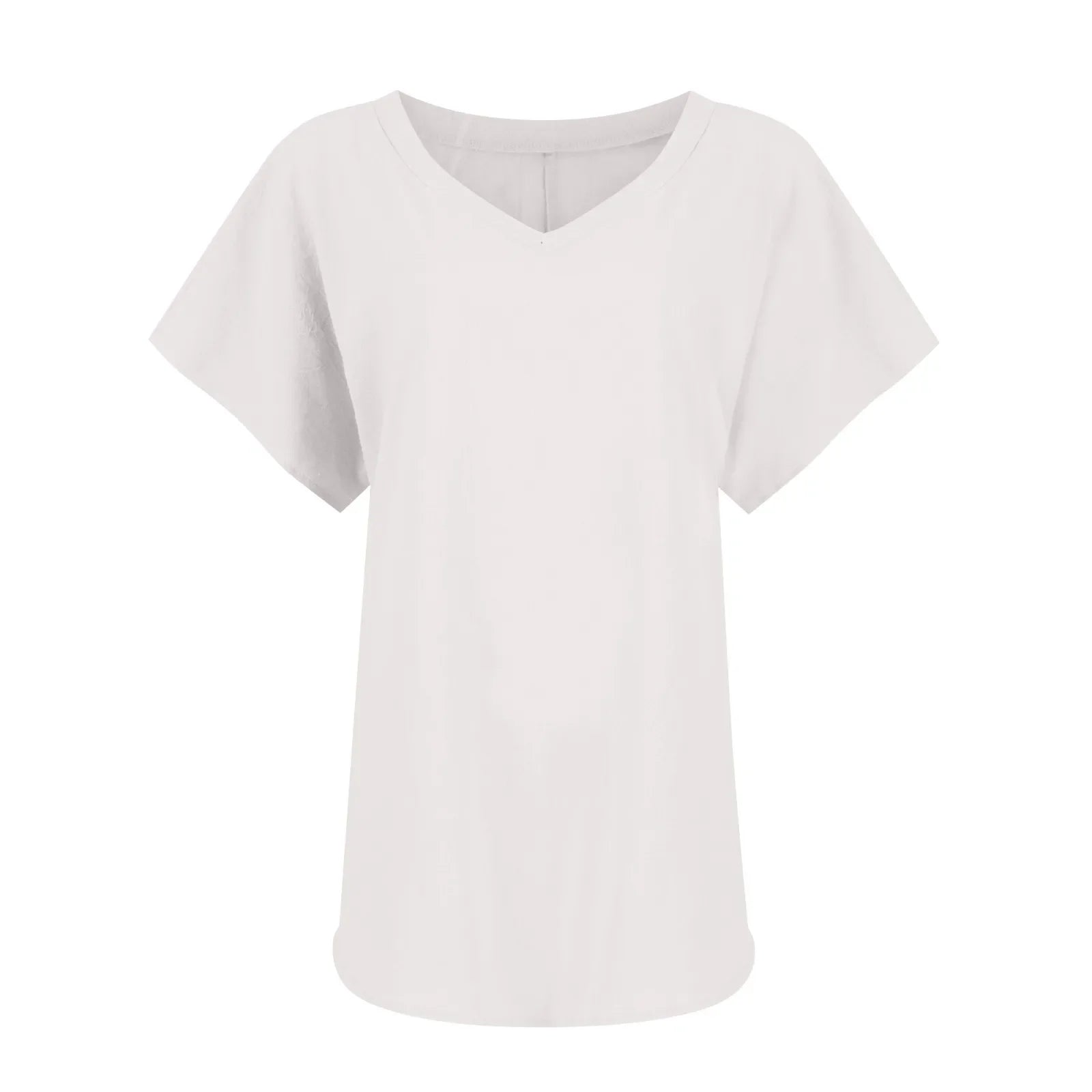 Women's Breathable Cotton Deep V-Neck Solid Color Casual Short Sleeve T-Shirt with Stylish Twist Detail