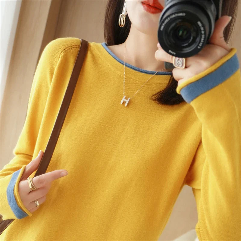 Women's Lightweight Round Neck Cotton T-Shirt Rolled Edge Thin Knit Soft Breathable Base Layer