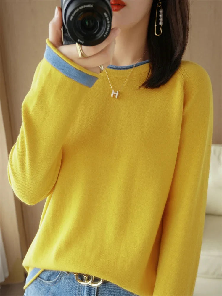 Women's Lightweight Round Neck Cotton T-Shirt Rolled Edge Thin Knit Soft Breathable Base Layer