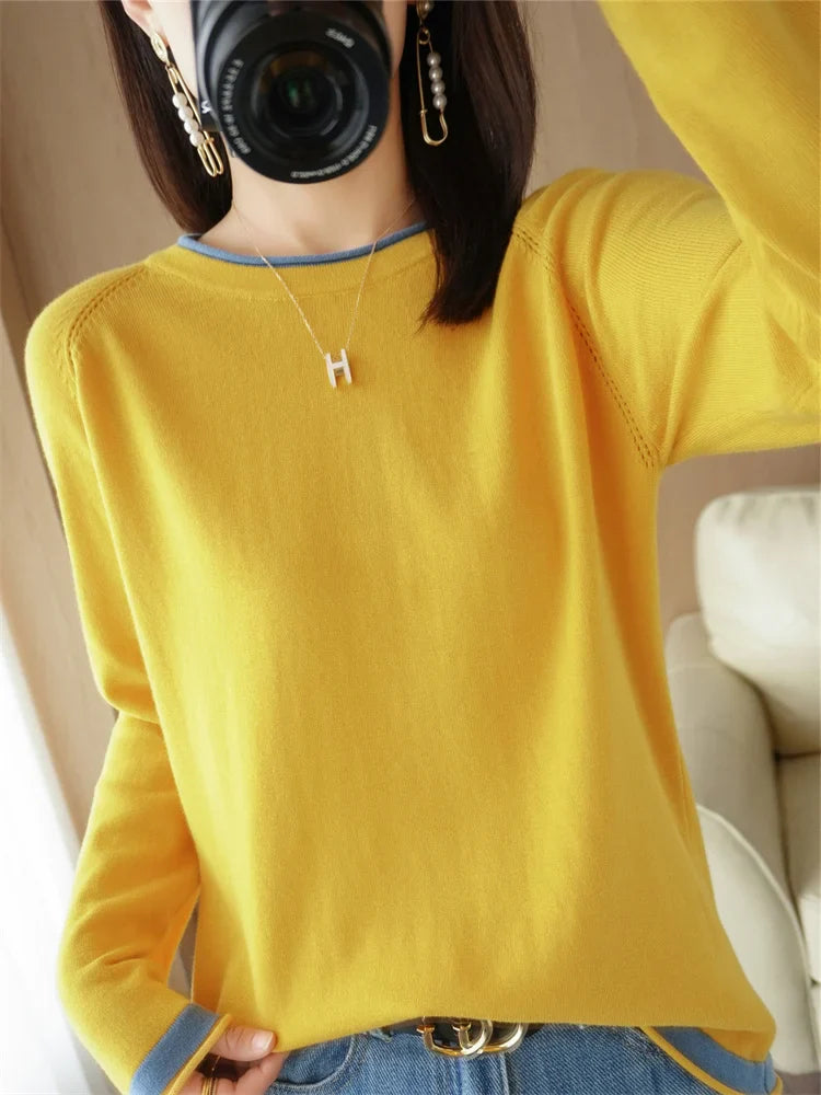 Women's Lightweight Round Neck Cotton T-Shirt Rolled Edge Thin Knit Soft Breathable Base Layer