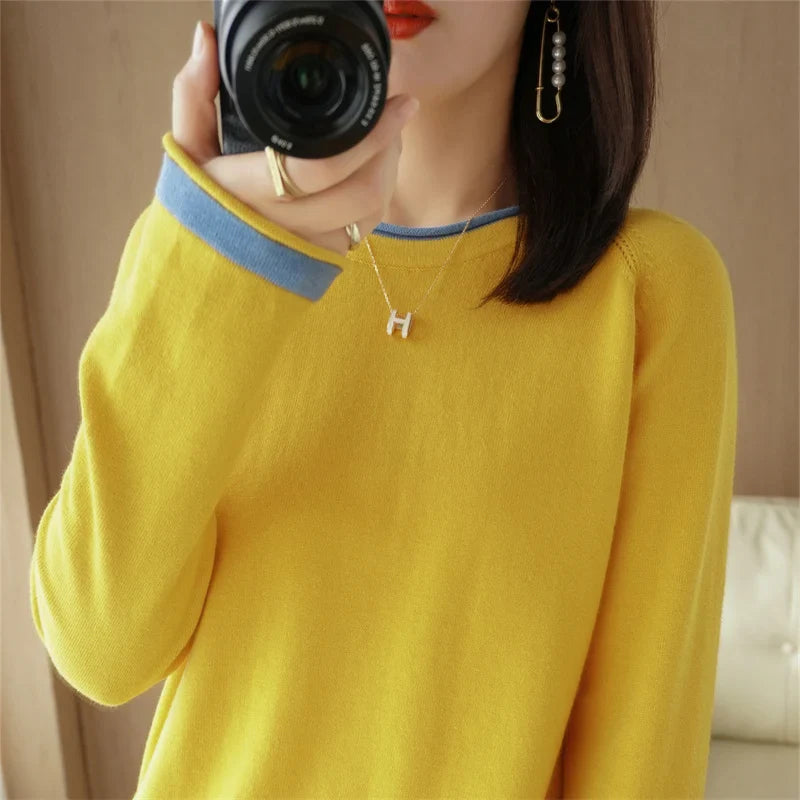 Women's Lightweight Round Neck Cotton T-Shirt Rolled Edge Thin Knit Soft Breathable Base Layer
