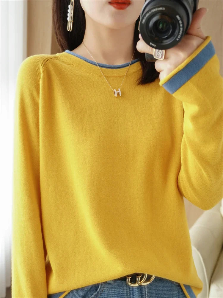 Women's Lightweight Round Neck Cotton T-Shirt Rolled Edge Thin Knit Soft Breathable Base Layer