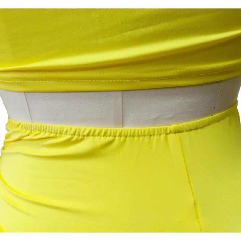 Sexy Summer Women Two Piece Set One Shoulder Sleeveless Crop Top with High Waist Side Slit Pleated Skirt Matching Streetwear Outfit