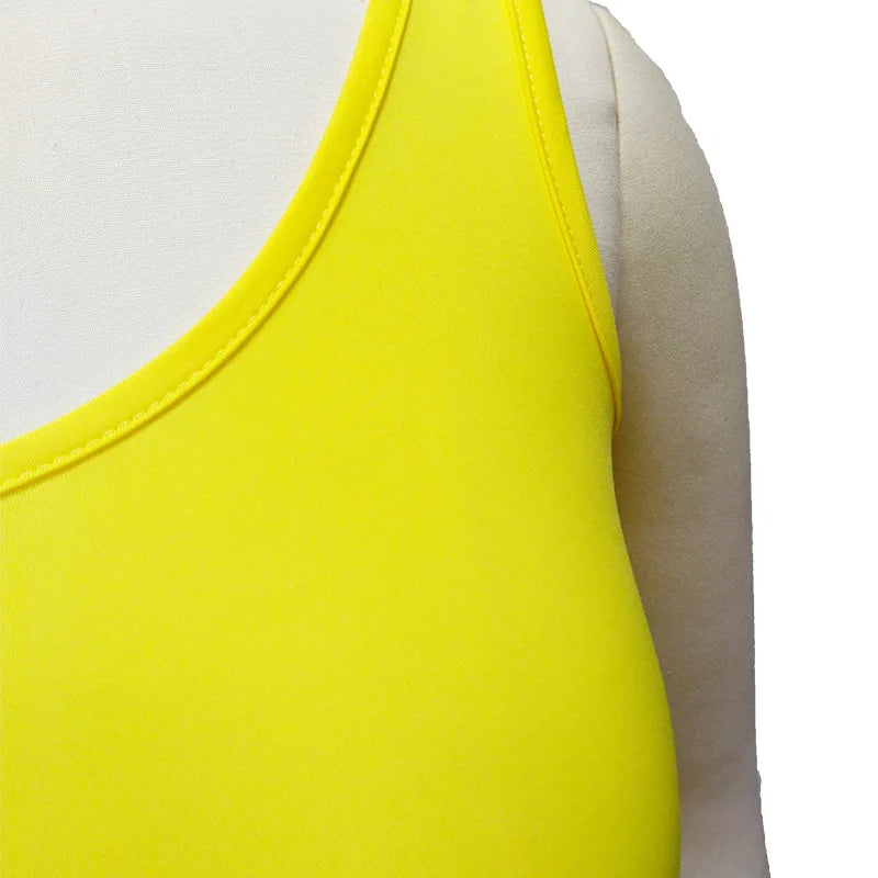 Sexy Summer Women Two Piece Set One Shoulder Sleeveless Crop Top with High Waist Side Slit Pleated Skirt Matching Streetwear Outfit