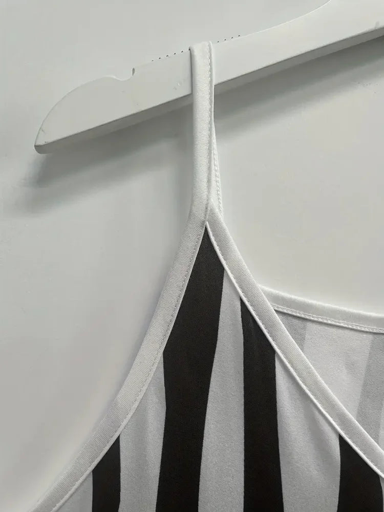 Abstract Print Maxi Dress for Women with Casual Sleeveless Spaghetti Strap Design and Flowy Fit in Multiple Sizes