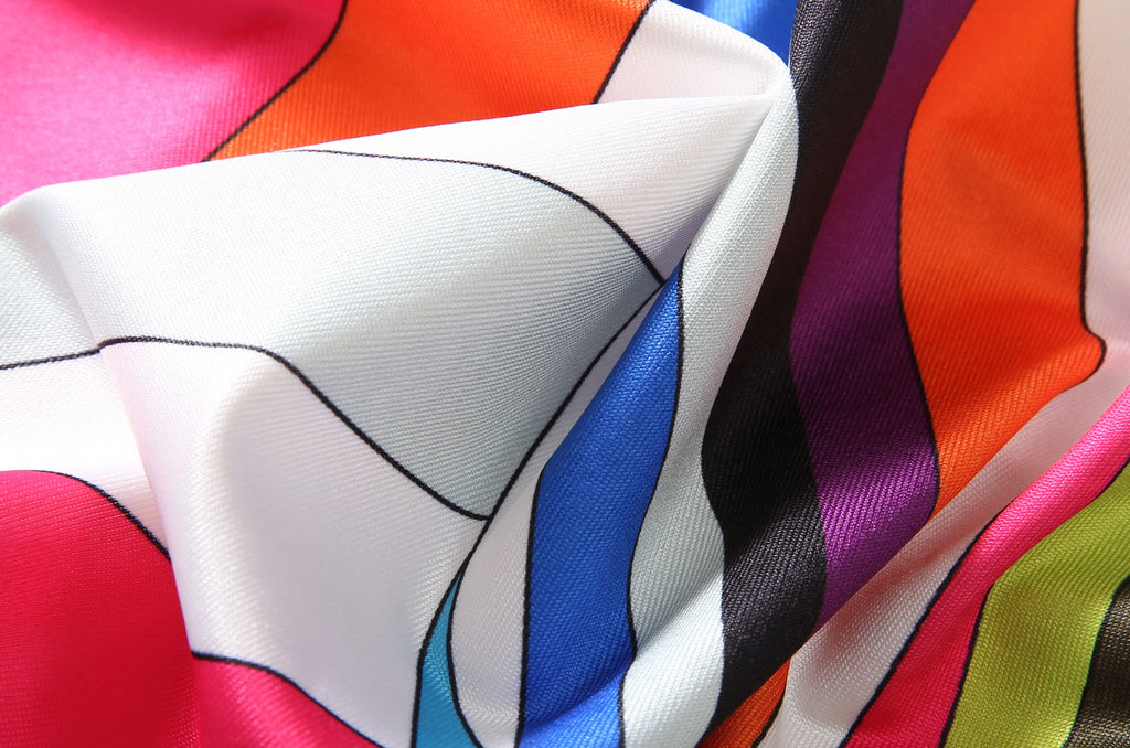 Bohemia Style Casual Dress with O-Neck Batwing Sleeves and Striped Printed Irregular Hem for Spring and Summer