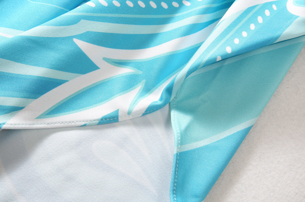 Bohemia Style Casual Dress with O-Neck Batwing Sleeves and Striped Printed Irregular Hem for Spring and Summer